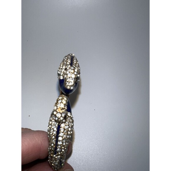 BRACELET BY AMRITA SINGH GOLD TONE BLUE ENAMELED SWAN RHINESTONE - Picture 7 of 8